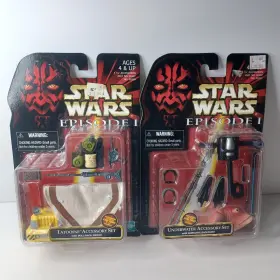 26207 Hasbro Star Wars Tattooine And Underwater Accessory Sets Lot 2 New 1998 Pull Back Droid