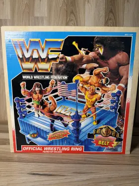 7090 Hasbro Wwf 1990 Offical Wrestling Ring Playset Sealed New Hulk Hogan Warrior