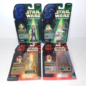 84185 Hasbro Star Wars Comm Tech Lot Of 4 Luke Han Solo Mace Windu Ody Mandrell New 1998-99