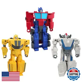 B0bhxklnlp Hasbro Transformers 1-step Flip 3-pack Bumblebee Optimus Prime Wheeljack Figures 4in