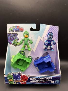 Hasbro F2841 Pj Masks Gekko And Night Ninja Figures With Green Blue Vehicles Set