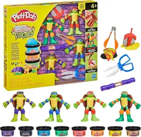 G0556 Hasbro Play-doh Teenage Mutant Ninja Turtles Cowabunga Creations With 4 Tmnt Bendy Figures