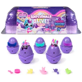 B0d8v6qgmx Hatchimals Alive Neon Rainbow Egg Carton - 5 Mini Figures Color Reveal Eggs