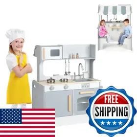 B0c84vfvfg Honey Joy Kids Kitchen Playset Double Side Little Chef Play For Toddler