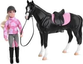61156 Horses Freedom Series English Horse And Rider Figurine - Premium 1 12 Scale Collectible