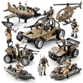 B0cspl7fw5 Hospony 78-in-1 Army Men Toys Sets Realistic Military Truck/helicopter/kayak
