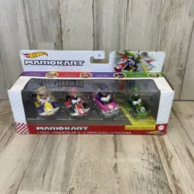 Gwb36 Hot Wheels Mariokart 4-pack Diecast Cars With Characters Wario Mario Waluigi Luigi