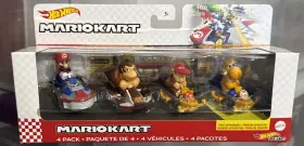 Gxx98-la11 Hot Wheels Mariokart 4-pack Diecast Cars Characters Rarer Set Nintendo Nip Yoshi
