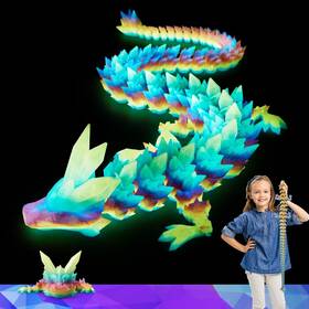 Hybais B0d9qphm8x 24 Inch 3d Printed Dragon Glow In Dark Figurine Toy Flexible Adorable