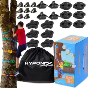 B0bhnl9fmz Hyponix Sporting Ninja Tree Climbing Kit 16 Large Rock Holds 8 Ratchets
