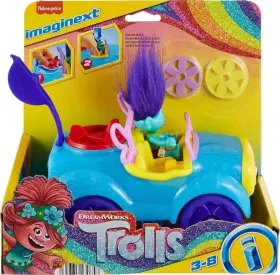 Hml52 Imaginext Dreamworks Trolls - Branchs Buggy Push-along Car And Figure Playset By
