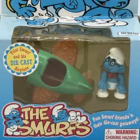 Irwin 061206130205 Vintage 1996 The Smurfs Pilot Smurf And Die Cast Airplane Play Set - New Old Stock