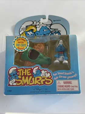 Irwin 061206130212 Vintage 1996 The Smurfs Pilot Smurf And Die Cast Airplane Play Set