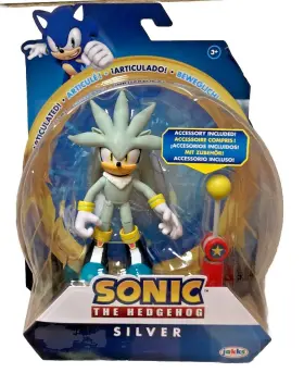 Jakks 192995423497 Sonic The Hedgehog Silver With Avec Checkpoint 4 Inch Figure New