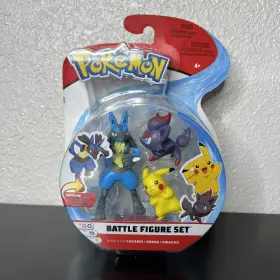 Jazwares 191726382195 Pokemon Battle Figure Set Lucario Zorua And Pikachu 3 Action Pack Articulated-new