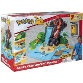 Jazwares 191726399438 Pokemon Carry Case Volcano Playset Includes Pikachu Figure