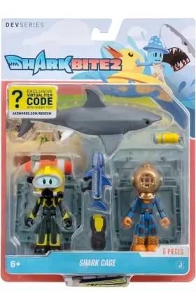 Jazwares 191726708544 Shark Bite 2 Cage 8 Piece Play-set With Divers And Great White