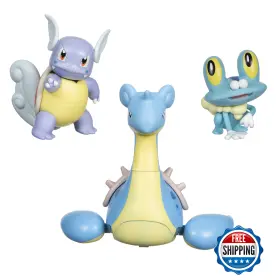B08t6bqrkl Jazwares Pok Mon Battle Figure Water-type 3-pack Froakie Wartortle Lapras - 80 Char Ma