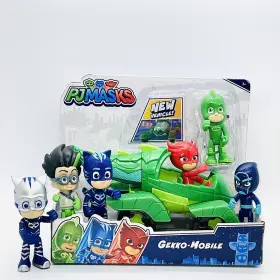 95654 Just Play Pj Masks Gekko-mobile Plus 6 Action Figures Lot Owlette Romeo Catboy Night Ninja