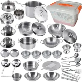 B0899chvdk Kejih Mini Size Kids Kitchen Pretend Play Toys Accessories With Stainless Steel Cookwa