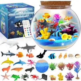 B0dswnxwf7 Kiddgroo Ocean Light Up Terrarium Kit For Kids - Led Nigh Birthday Gifts