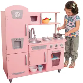 B0038ans8u Kidkraft Vintage Wooden Play Kitchen Pink - Pretend Ice Maker And Phone