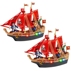 Kidplay Products 855569007959 2-pack Scurvy Boys Toy Pirate Ship Adventure Light Up Sound Red 2 Pack