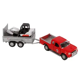 520090 Kids Globe Van Manen Pick-up With Trailer Excavator Accessories Pull Back Drive Col
