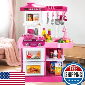 B0fhwg3z1b Kizonly 53 Pcs Play Kitchen Pretend Food Set For Kids Ages 3-6 4-8 Pink