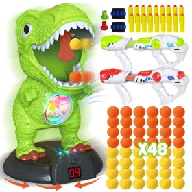 B0bgl8rvp6 Kppit Moveable Dinosaur Shooting Game Toy For Kids - 2 Guns Foam Balls Soft Da