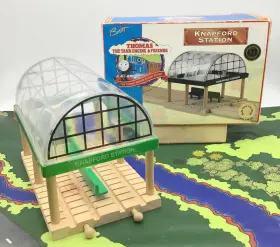Lc99314 Learning Curve Thomas And Friends Kanpford Station Wooden Railway Train Double Track Vtg 1995