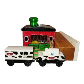 Lc99341 Learning Curve Thomas And Friends Sodor Dairy Farm Set Cow Cars Milk Wooden Railway Incomplete