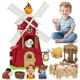 B0ff39wm1w Letapapa Toddler Farm Animals Windmill Barn Montessori Educational Toy 1-3 Year Old