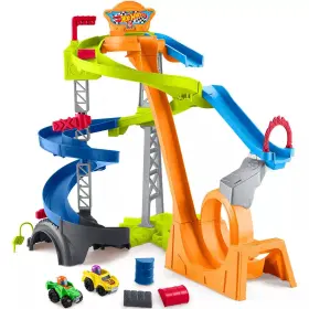 Hwb37 Little People Hot Wheels Spiral Stunt Speedway Toddler Race Track Playset