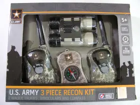 Usa20095 Lollipop Toys U.s. Army 3 Piece Recon Pretend Toy Kit Walkie Talkie Binoculars Compass New