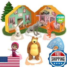 B0bzpd9tgb Luppa Masha And The Bear Playset House 6 Velvety Figures Tin Lunchbox