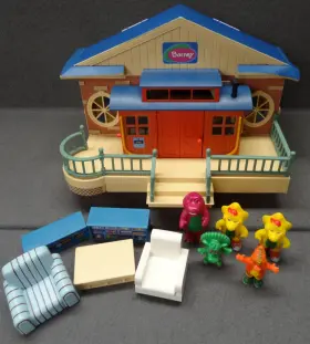 02397 Lyons Barney And Friends 2007 Deluxe Caboose Schoolhouse Playset Baby Bop Bj Riff Train