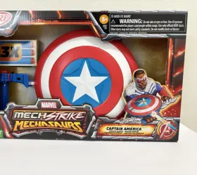 Marvel 195166206509 Mech Strike Mechasaurs Nerf Captain America Redwing Blaster With Shield-marvel