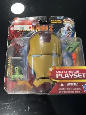 Marvel 653569455141 New Ironman 2 Micro Machines Heads Playset Mark Iii Movie Hasbro Toy