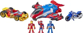 B084p514z9 Marvel Super Hero Adventures Figure And Jetquarters Multipack 3 Action Figures