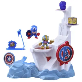 F7059 Marvel Stunt Squad Tower Smash Playset Captain America Vs. Thanos 1.5-inch Sup