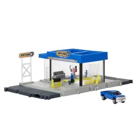 Hdl34 Matchbox Action Drivers Auto Shop Playset With 1 Chevy Silverado Moving