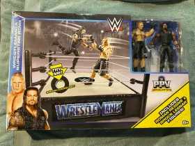 02e7772b Mattel Wwe Wrestlemania Ring Playset Roman Reigns Brock Lesnar Ppv Headquarters