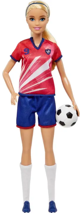 Mattel 194735015238 Soccer Doll Blonde #9 Uniform Ball Cleats Socks 3 And Up