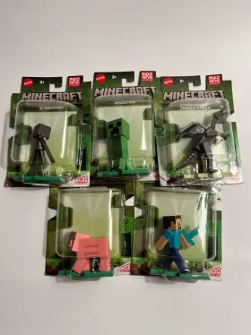 Mattel 194735084586 Minecraft Micro Collection 3 Inch Mini Figures Cake Toppers Lot Of 5