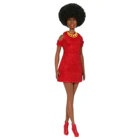 Mattel 194735176687 Fashionistas Doll #221 With Natural Black Hair Red Dress And Accessories