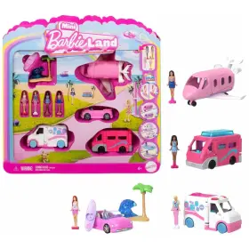Mattel 194735316687 Barbie Mini Land Color Change 4-pack 1.5 Inch Doll And Toy Vehicle Set