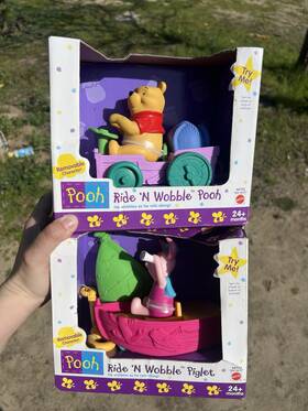 Mattel 66733 Winnie The Pooh And Piglet Ride Ftn Wobble Playset Disney Cartoon Figures