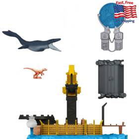 Mattel B09cft7bjp Jurassic World Dominion Minis Mosasaurus Mayhem Playset With 2 Mini Dinos