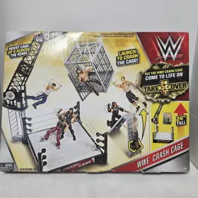 Dnx79 Mattel Wwe Crash Cage Playset Nxt Takeover Wrestling Ring Launch Action 24 Inch Tall Toy